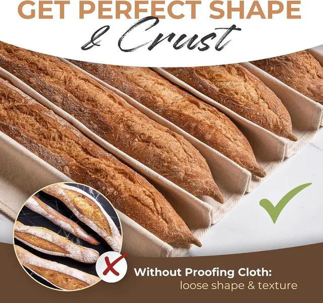 Alt view image 4 of 7 - Orblue Bakers Couche and Proofing Cloth, 100% Cotton Fabric for Bread Dough Baking, Shaping Tool for Baguettes, Loaves, Ciabatta, Bread Couche 17.7 x 14.1 Inches