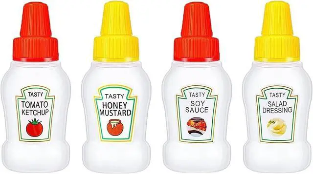 Main image of 4 Pcs Mini Ketchup Bottle Containers for Lunch Box, Kids Lunch Accessories