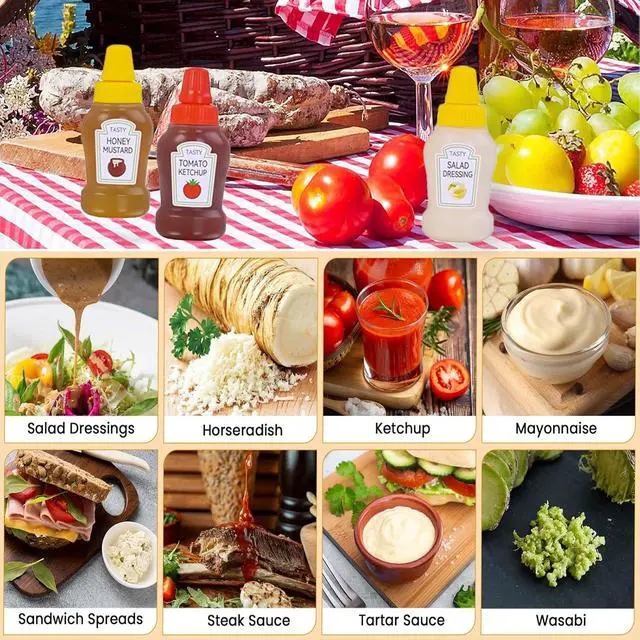 Alt view image 6 of 7 - 4 Pcs Mini Ketchup Bottle Containers for Lunch Box, Kids Lunch Accessories