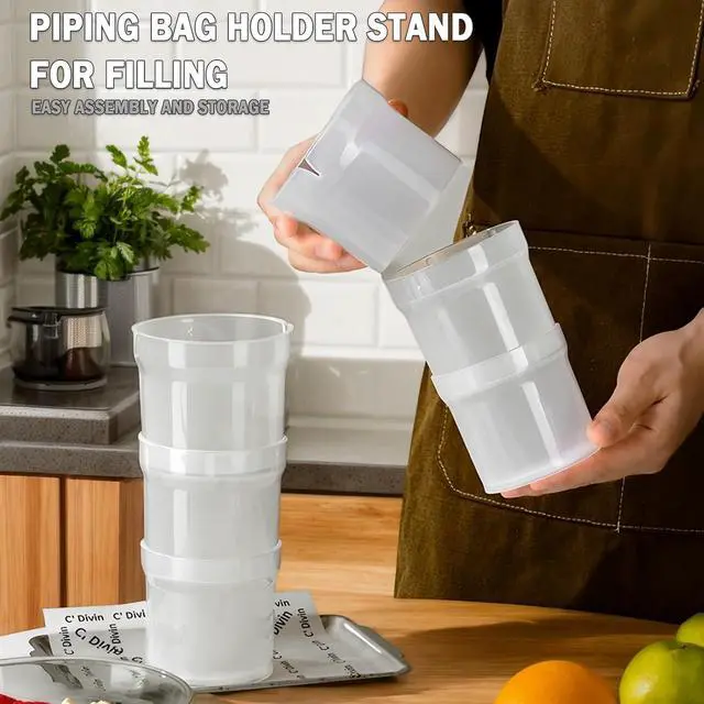 Alt view image 2 of 7 - Piping Bag Holder Stand for Filling, 1 Pack, 10 Silicone Ties