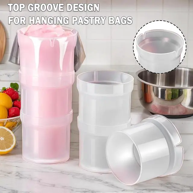 Alt view image 3 of 7 - Piping Bag Holder Stand for Filling, 1 Pack, 10 Silicone Ties