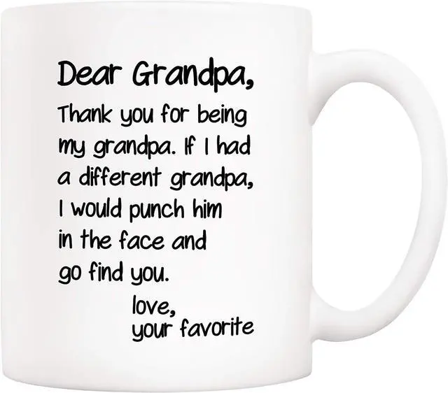 Main image of 5Aup Father's Day Funny Grandpa Coffee Mug Christmas Gifts from Grandson Granddaughter, Dear Grandpa, Thanks for Being... Love Your Favorite Cups 11 Oz, Birthday Present Idea for Grandfather