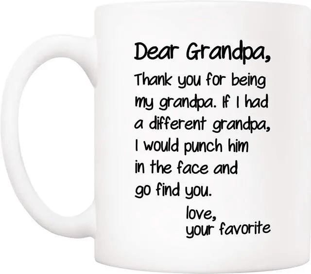 Alt view image 2 of 5 - 5Aup Father's Day Funny Grandpa Coffee Mug Christmas Gifts from Grandson Granddaughter, Dear Grandpa, Thanks for Being... Love Your Favorite Cups 11 Oz, Birthday Present Idea for Grandfather
