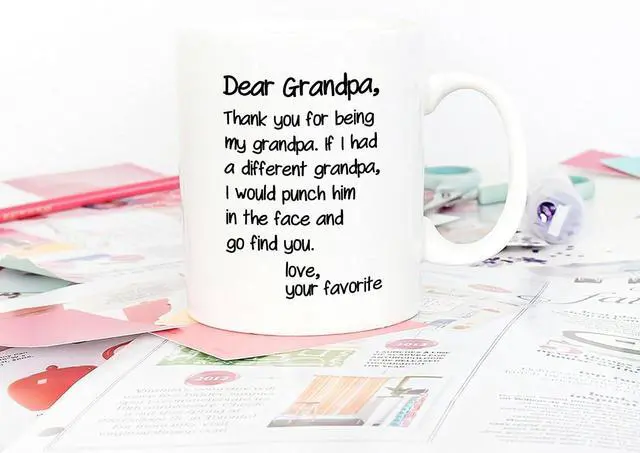 Alt view image 4 of 5 - 5Aup Father's Day Funny Grandpa Coffee Mug Christmas Gifts from Grandson Granddaughter, Dear Grandpa, Thanks for Being... Love Your Favorite Cups 11 Oz, Birthday Present Idea for Grandfather