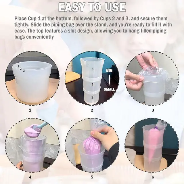 Alt view image 7 of 7 - Piping Bag Holder Stand for Filling, 1 Pack, 10 Silicone Ties