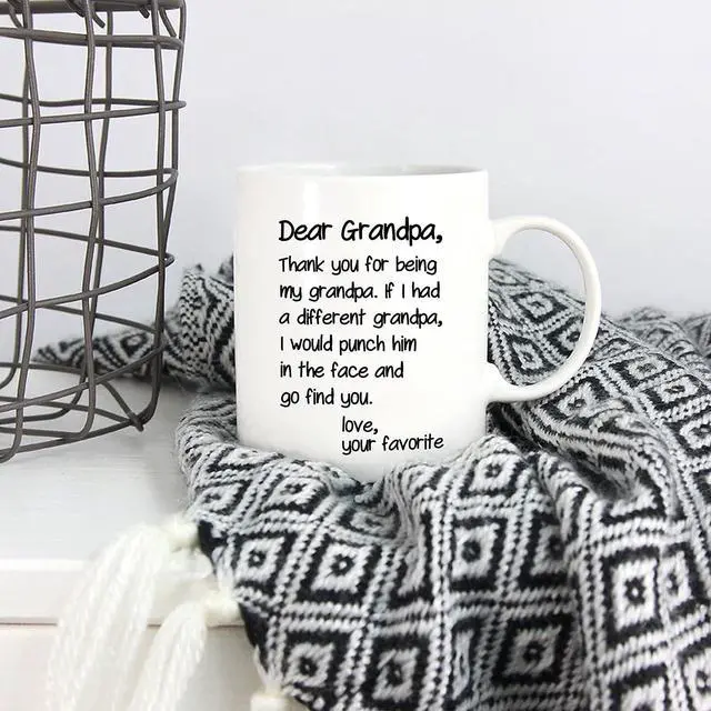Alt view image 5 of 5 - 5Aup Father's Day Funny Grandpa Coffee Mug Christmas Gifts from Grandson Granddaughter, Dear Grandpa, Thanks for Being... Love Your Favorite Cups 11 Oz, Birthday Present Idea for Grandfather