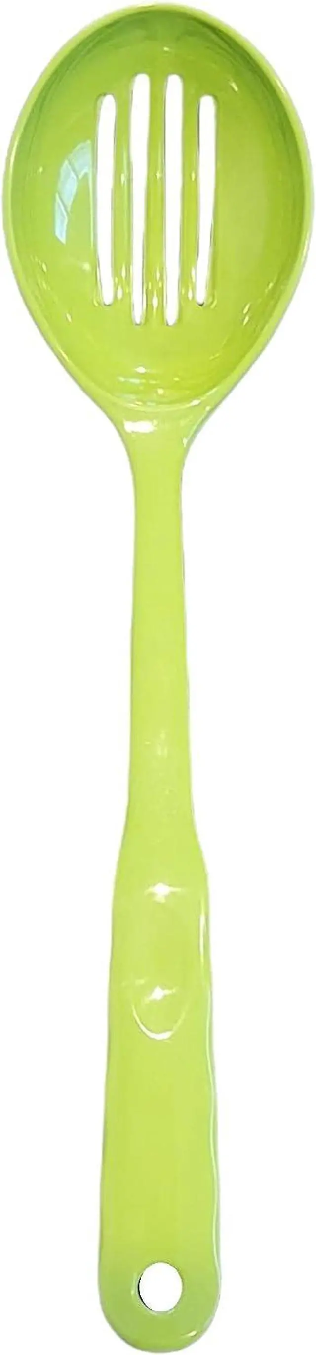 Main image of Handy Housewares 12.5" Long Handled Colorful Melamine Slotted Serving Spoon (Green, 1 Pack)