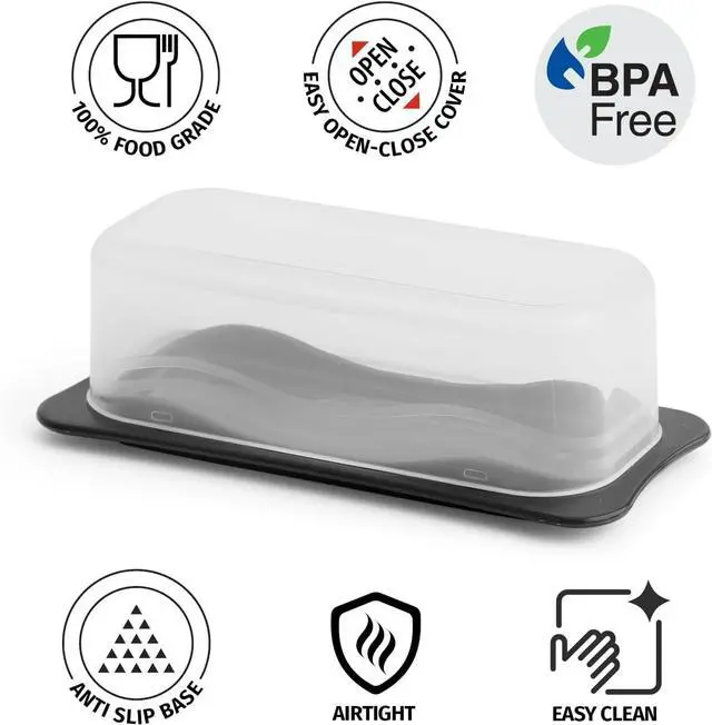 Alt view image 2 of 7 - Signoraware Butter Dish with Lid -Butter Keeper Container with Clear Lid for Countertop, Frige- Durable Plastic, Unbreakable Standard Butter Dish Holder For Home, Camping, Multipurpose Bpa Free- Black