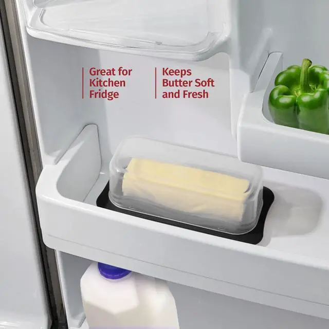 Alt view image 4 of 7 - Signoraware Butter Dish with Lid -Butter Keeper Container with Clear Lid for Countertop, Frige- Durable Plastic, Unbreakable Standard Butter Dish Holder For Home, Camping, Multipurpose Bpa Free- Black