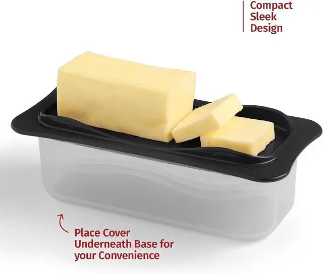 Alt view image 3 of 7 - Signoraware Butter Dish with Lid -Butter Keeper Container with Clear Lid for Countertop, Frige- Durable Plastic, Unbreakable Standard Butter Dish Holder For Home, Camping, Multipurpose Bpa Free- Black