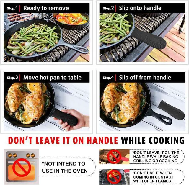 Alt view image 5 of 7 - Cbiumpro 2 Pack Heatproof Cast Iron Handle Cover Holder for Hot Skillet Pan