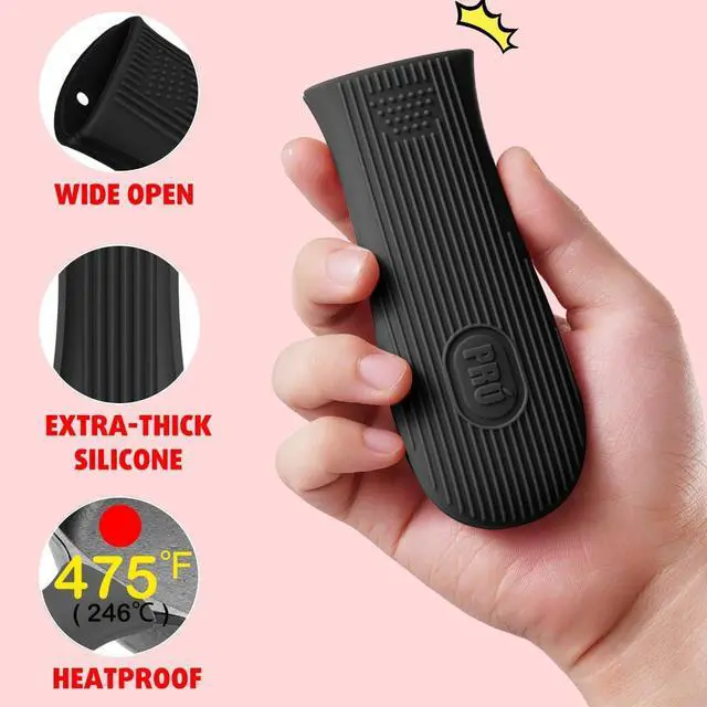 Alt view image 7 of 7 - Cbiumpro 2 Pack Heatproof Cast Iron Handle Cover Holder for Hot Skillet Pan