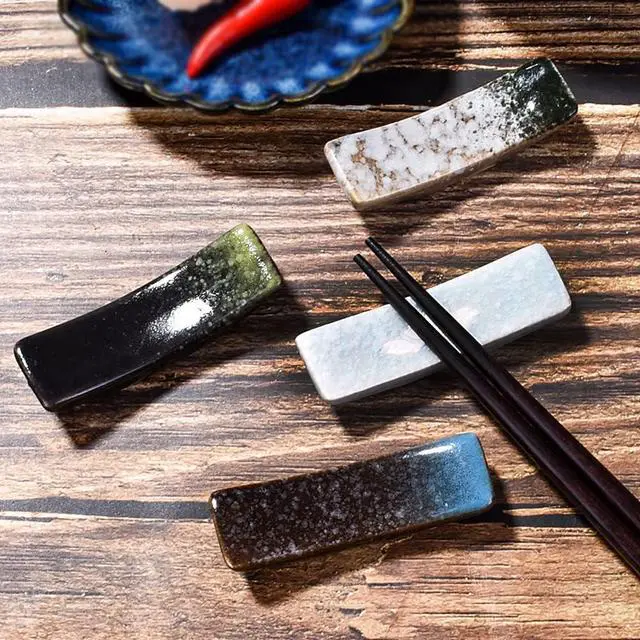 Alt view image 2 of 7 - Ceramic Chopstick Rest Set of 4, 2.8'' Reactive Kiln Glaze Fork Holders