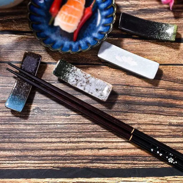 Alt view image 6 of 7 - Ceramic Chopstick Rest Set of 4, 2.8'' Reactive Kiln Glaze Fork Holders