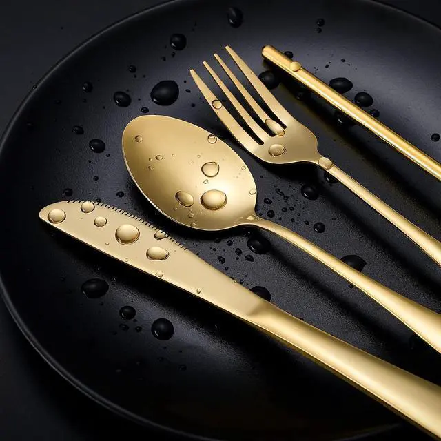 Alt view image 5 of 7 - Boulder Bee Travel Utensils Set Stainless Steel with Carrying Case (Gold)