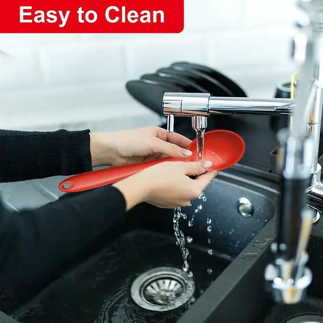 Alt view image 7 of 7 - E-far Silicone Cooking Spoon Set of 2, Heat Resistant Mixing Spoon Utensils