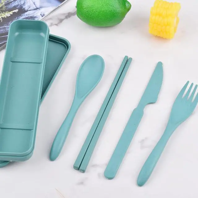 Alt view image 3 of 7 - Zoyiancy 4 Sets Cutlery Set, Reusable Spoon Knife Fork Chopsticks Lunch Box