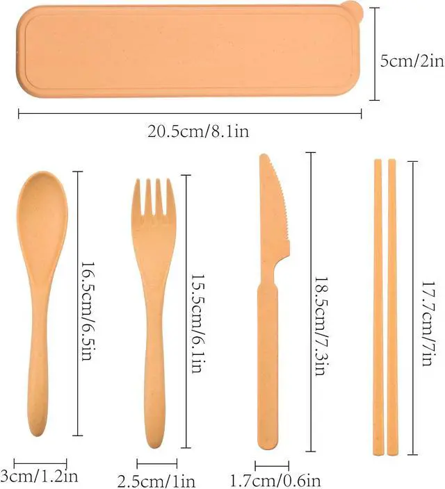 Alt view image 4 of 7 - Zoyiancy 4 Sets Cutlery Set, Reusable Spoon Knife Fork Chopsticks Lunch Box