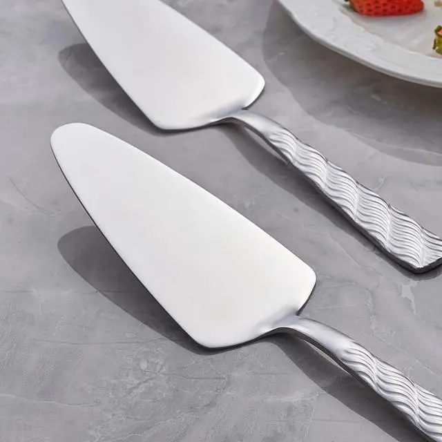 Alt view image 4 of 6 - Silver Cake Server, 9.4-inch Stainless Steel Pie Server Spatula, Pizza Server Set of 3, Dishwasher Safe