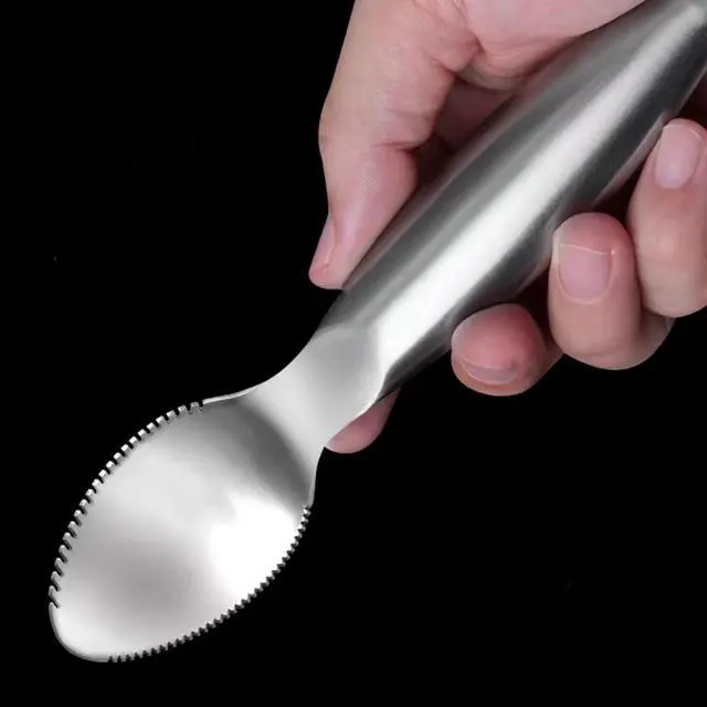 Alt view image 2 of 5 - Stainless Steel Grapefruit Spoons with Serrated Edge Serrated Spoon Pumpkin Scraper Pumpkin Core Remover Scoop