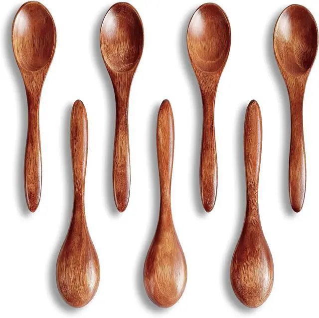 Main image of 7 PCS Wooden Spoons for Eating, 5.7 Inch Small Wooden Spoons Set