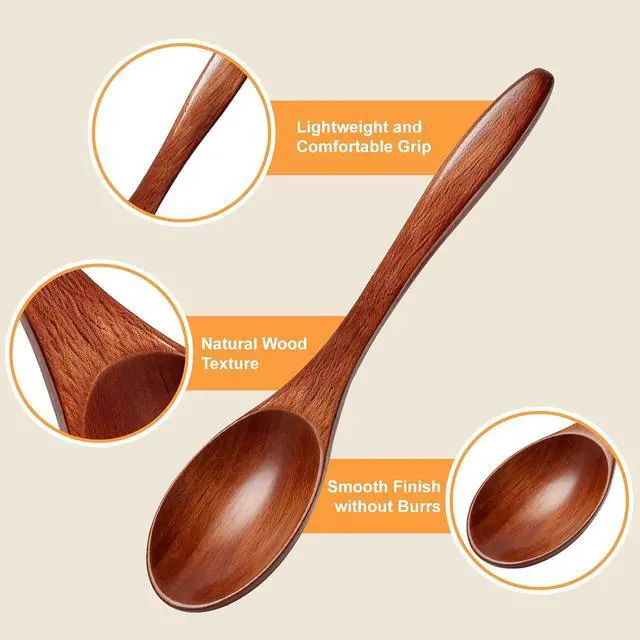 Alt view image 3 of 7 - 7 PCS Wooden Spoons for Eating, 5.7 Inch Small Wooden Spoons Set