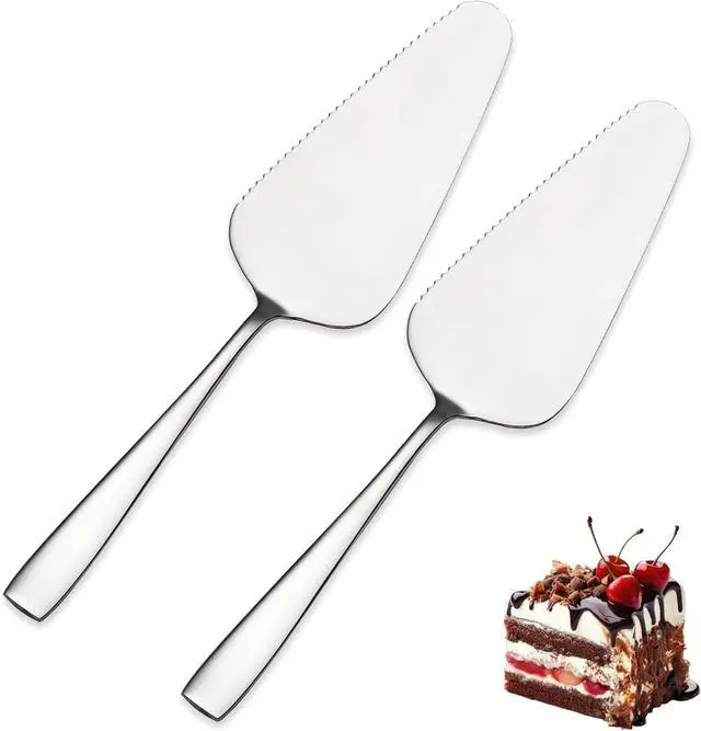 Main image of Cake Pie Servers, 9.06" Stainless Steel Wedding Cake Cutter with Serrated Edges, Pie Spatula Pizza Pastry Server Set of 2, Square Handle Cake Cutting Set for Wedding Brithday Party and Events