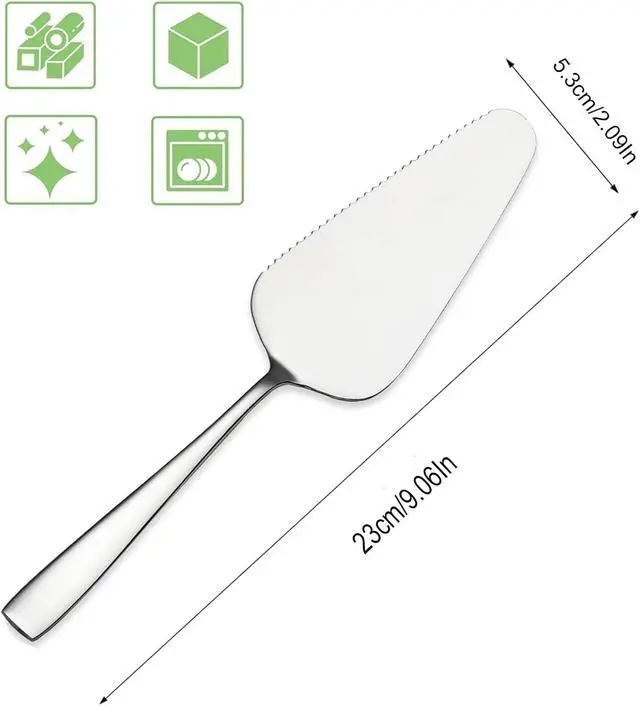 Alt view image 3 of 7 - Cake Pie Servers, 9.06" Stainless Steel Wedding Cake Cutter with Serrated Edges, Pie Spatula Pizza Pastry Server Set of 2, Square Handle Cake Cutting Set for Wedding Brithday Party and Events