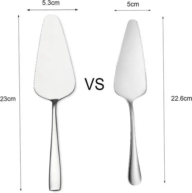 Alt view image 4 of 7 - Cake Pie Servers, 9.06" Stainless Steel Wedding Cake Cutter with Serrated Edges, Pie Spatula Pizza Pastry Server Set of 2, Square Handle Cake Cutting Set for Wedding Brithday Party and Events