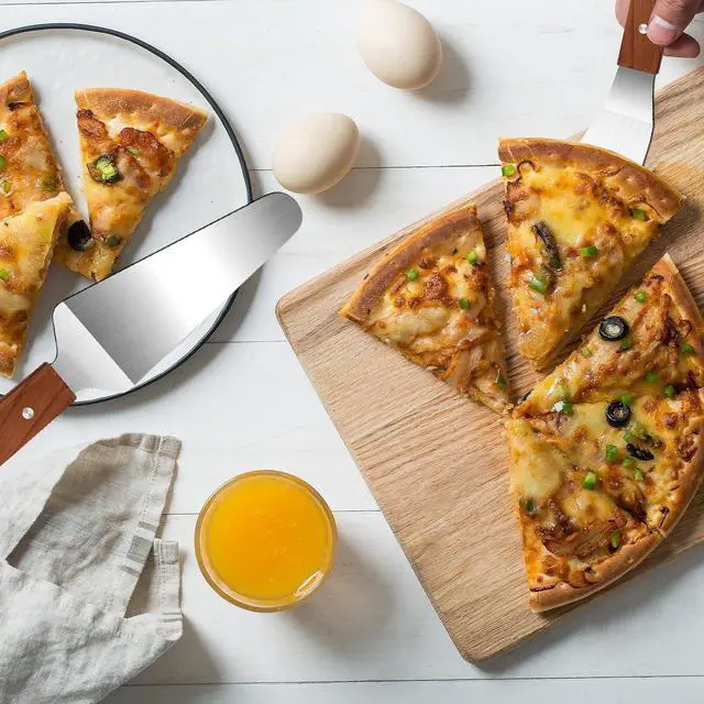 Alt view image 7 of 7 - 2 Pieces Wood Handle Pie Server Set, Stainless Steel Pie Server Spatula Set, Cake Cutter Pizza Tart Dessert Slicer, Metal Spatulasfor Cutting and Serving Desserts Brownies Lasagna