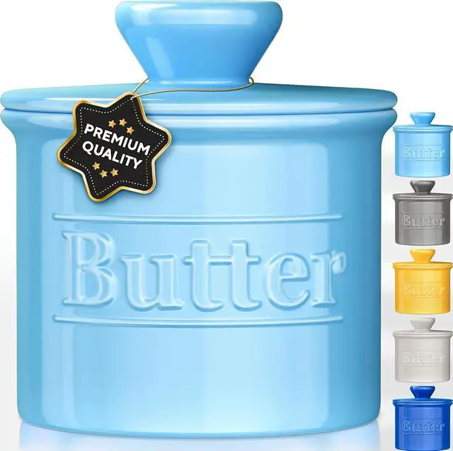 Main image of Ceramic Butter Crock with Lid for Countertop, Original French Butter Dish