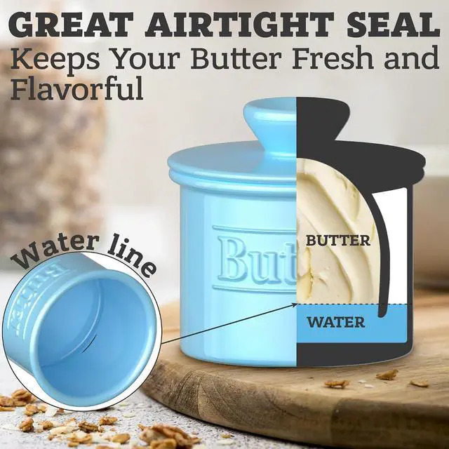Alt view image 6 of 7 - Ceramic Butter Crock with Lid for Countertop, Original French Butter Dish