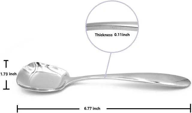Alt view image 2 of 7 - Stainless Steel Soup & Dinner Spoons, Square Design, Mirror Polish, Set of 3 (6.77 Inches, 1.73 Inches, 0.11 Inch)