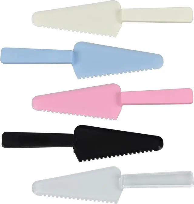 Main image of 5 Pcs 9.1" Individually Packaged Plastic Cake Cutter Server Mixcolor Spatula Knife for Pie, Pizza, Pastry, Wedding & Buffet (Mixcolor, 5)