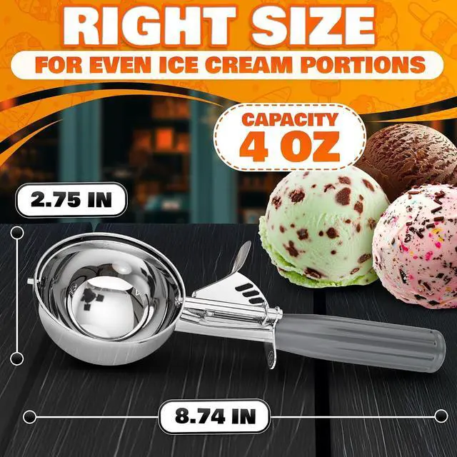 Alt view image 2 of 7 - Large Ice Cream Scoop with Trigger Release, Stainless Steel - 4 oz
