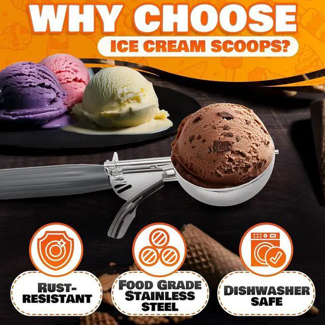 Alt view image 3 of 7 - Large Ice Cream Scoop with Trigger Release, Stainless Steel - 4 oz
