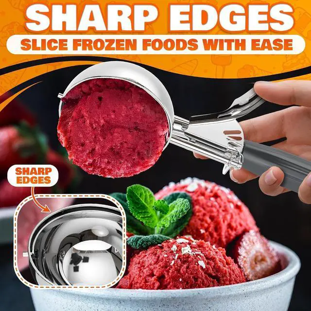 Alt view image 7 of 7 - Large Ice Cream Scoop with Trigger Release, Stainless Steel - 4 oz