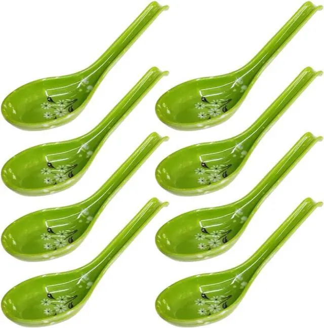 Main image of Hemoton Soup Spoons Heat-Resistant Long Handle Spoon with Hook Design Anti-Slip Porridge Spoon for Cooking Stirring Mixing Home Kitchen Restaurant 8 pack