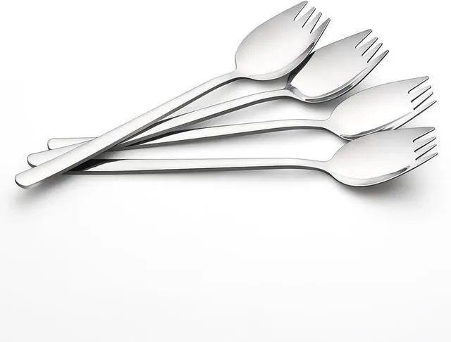 Main image of IQCWOOD 4-Pack 18/10 Stainless Steel Sporks, Salad Servers