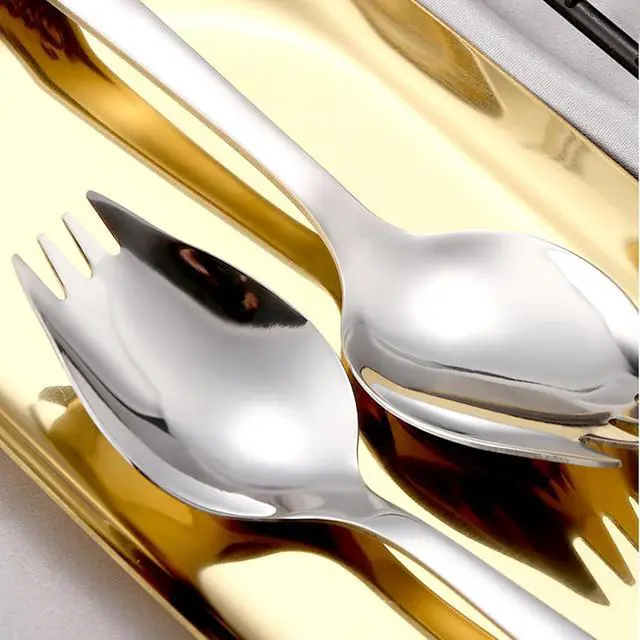 Alt view image 2 of 7 - IQCWOOD 4-Pack 18/10 Stainless Steel Sporks, Salad Servers