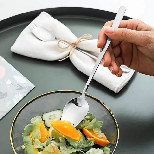 Alt view image 4 of 7 - IQCWOOD 4-Pack 18/10 Stainless Steel Sporks, Salad Servers