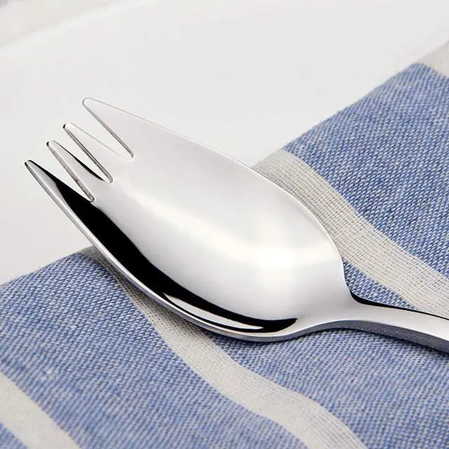 Alt view image 7 of 7 - IQCWOOD 4-Pack 18/10 Stainless Steel Sporks, Salad Servers