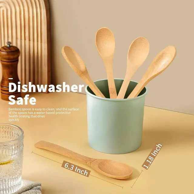Alt view image 2 of 6 - 6.3 Inch Bamboo Spoons, Small Wooden Eating Spoons, Tiny Wood Honey Teaspoon for Coffee and Tea, Little Wooden Spoons For Daily Use (3 PCS)