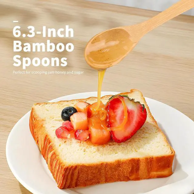 Alt view image 4 of 6 - 6.3 Inch Bamboo Spoons, Small Wooden Eating Spoons, Tiny Wood Honey Teaspoon for Coffee and Tea, Little Wooden Spoons For Daily Use (3 PCS)