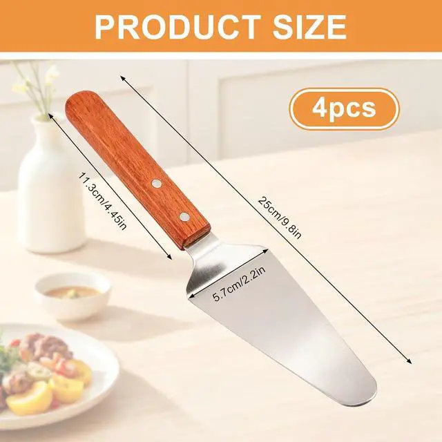 Alt view image 2 of 7 - 4 Pack Stainless Steel Pizza Servers with Wooden Handle