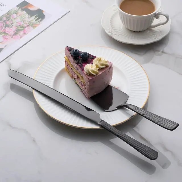 Alt view image 3 of 6 - Black Stainless Steel Cake Cutter Set
