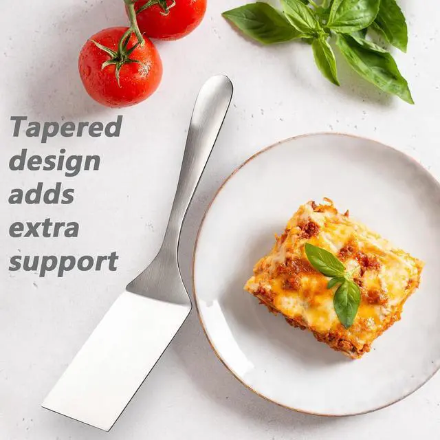 Alt view image 4 of 7 - Professional Stainless Steel Lasagna Server, 10.0 inch Multi-Uses Spatula Cake Server, Pie Server Spatula, Cake & Pancakes Cutter Serving Spatulas, Ergonomic Handle, Mirror Polish & Dishwasher Safe