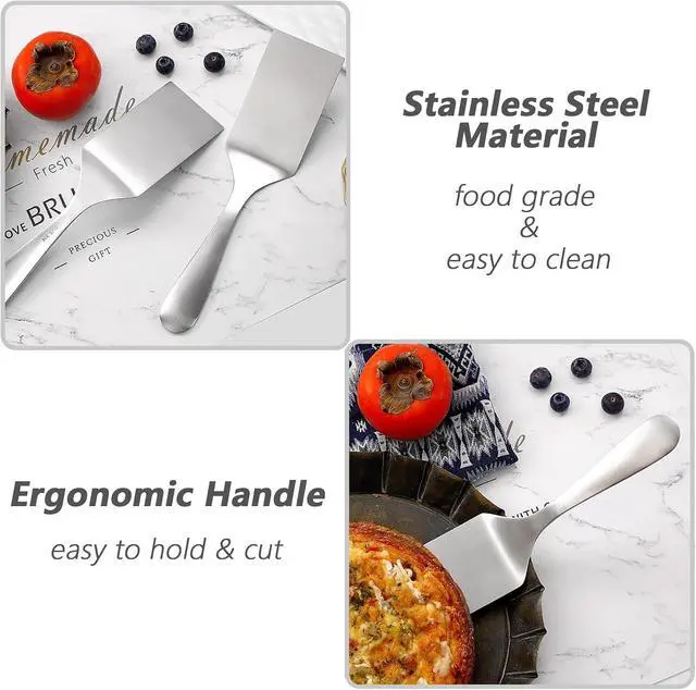 Alt view image 6 of 7 - Professional Stainless Steel Lasagna Server, 10.0 inch Multi-Uses Spatula Cake Server, Pie Server Spatula, Cake & Pancakes Cutter Serving Spatulas, Ergonomic Handle, Mirror Polish & Dishwasher Safe