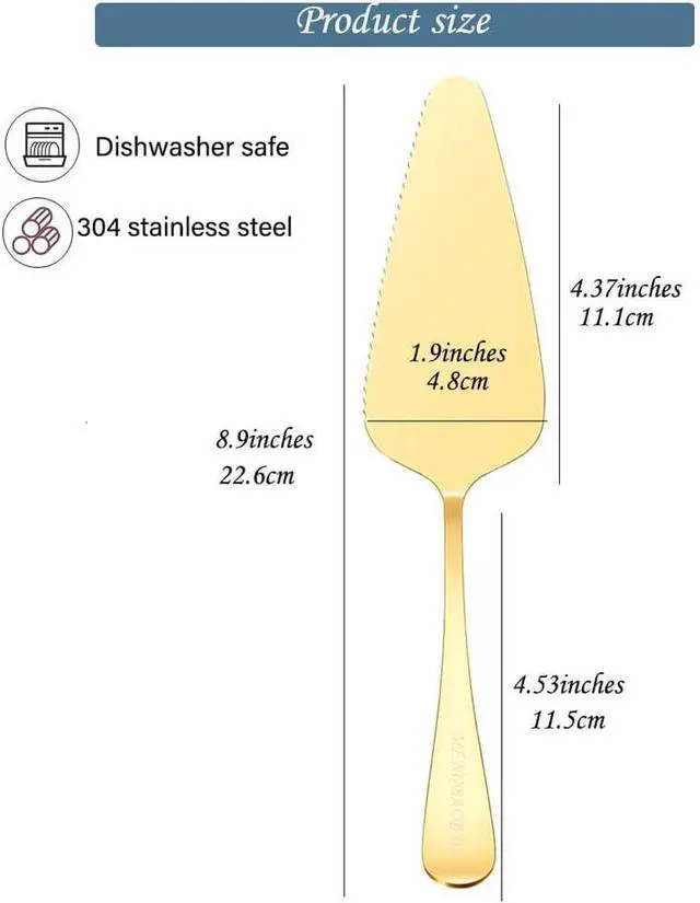 Alt view image 4 of 7 - 5x Cake Server Pie Holder Transfer Triangular Spade Spatula Serrated Edge - Gold
