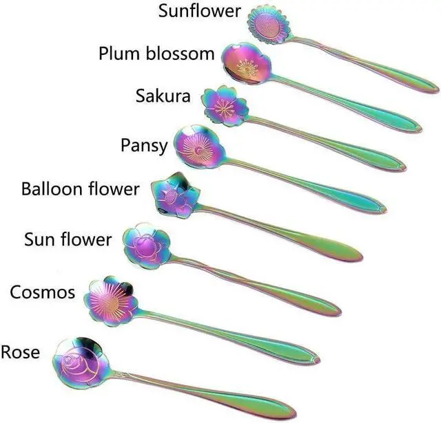 Alt view image 2 of 6 - Flower Spoon Set-8pcs DGQ Teaspoon Coffee Spoon Creative Stirring Tea spoon